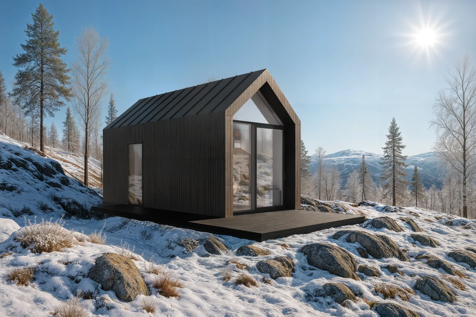 Mora – exterior visualisation in a winter landscape